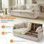 Canapé-lit convertible 3-en-1 avec coussins de rangement - Chaise longue à lit double, beige-891183148