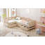 Lit plateforme simple en forme de L avec trois tiroirs de rangement-779460197