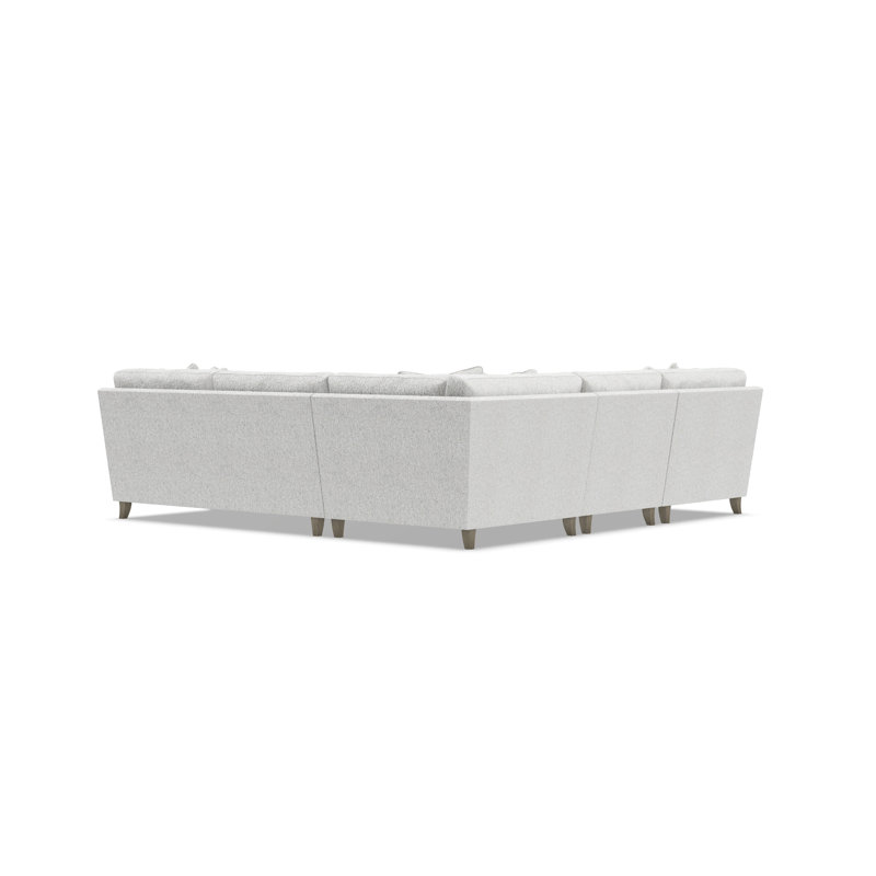 Mila 6-Piece Fabric Sectional, 33.5" H x 107" W x 107" D, Left Hand Facing, White Polyester