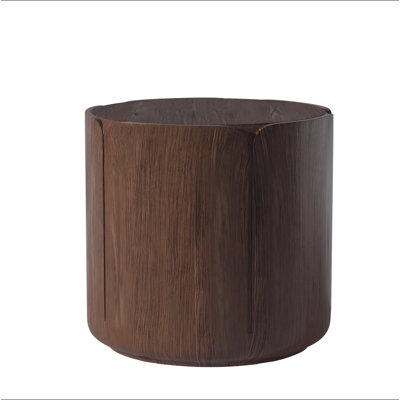 19.29"H Round Outdoor Indoor Side Table, Modern Wood Grain Patio Garden Stool, Sturdy MGO (Magnesium Oxide) Waterproof, No-Assembly Table For Patio, Garden, Backyard, Living Room