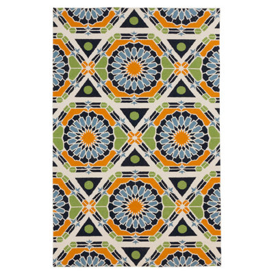 Kaleidoscope Wool Geometric Area Rug in Blue/Green/Orange