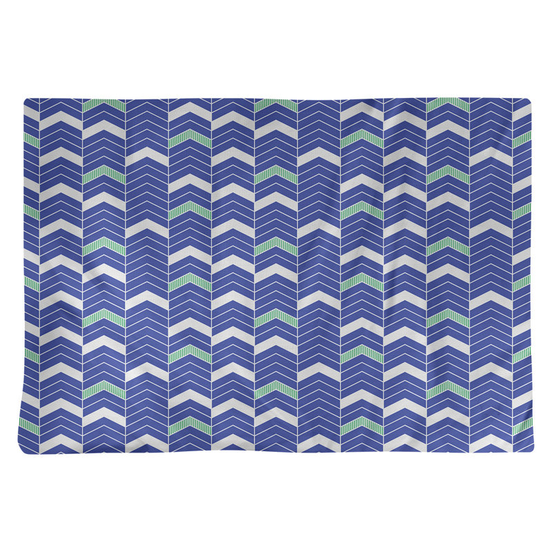 Récapitulatif à chevrons 18" lineed Stephenie, Bleu / vert / blanc, Coton