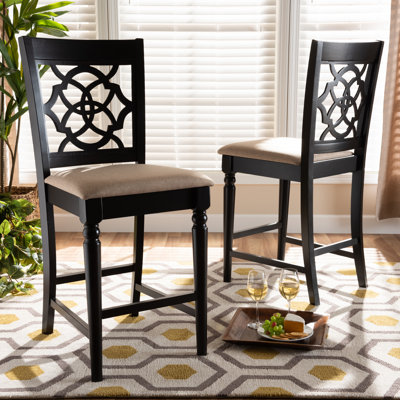 Upholstered Counter Stool with Solid Wood Frame