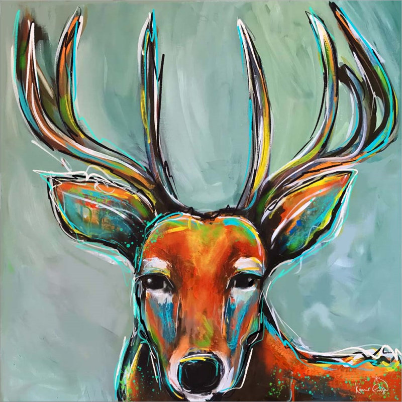 «Deer» par Karrie Evenson - peinture sur toile tendue