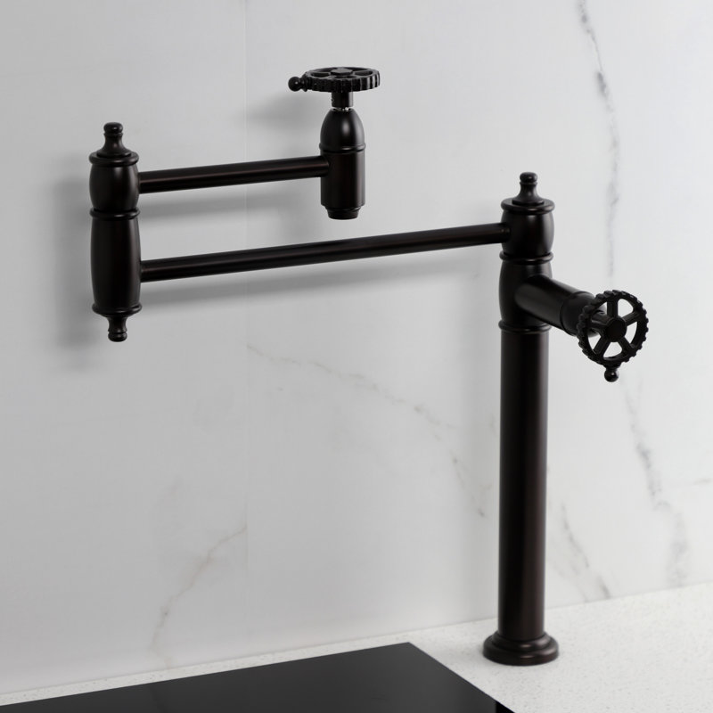 Kingston Brass Fuller Two-Handle 1-Hole Deck Mount Pot Filler Faucet, Oil Rubbed Bronze