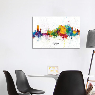 Stirling Scotland Skyline Splash by Michael Tompsett - Wrapped Canvas Print