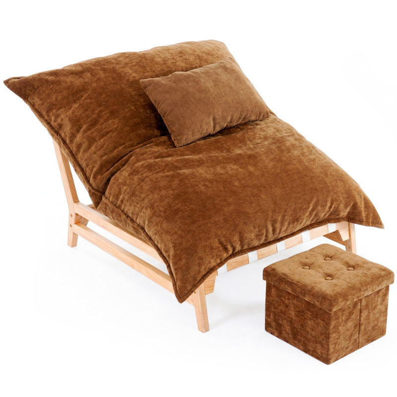 Chaise longue surdimensionnée rembourrée, Brun