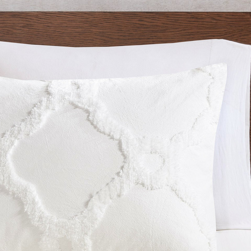 3 pièces d'édredon en chenille de coton. Très grand / très grand. Géométrique. Rembourrage. 2 taies décoratives assorties. . Édredon géométrique lavable très grand. Chenille. . Remplir. Machine