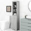 Grande unité de rangement de salle de bain grise autoportante avec tiroir et tablette réglable