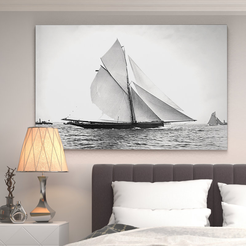 « voilier », reproduction d’impression v, H 18 po x l 27 po x P 1,5 po, Pas de tapis, Toile tendue