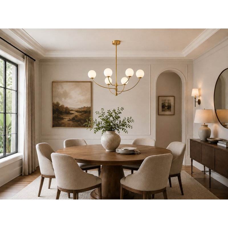 Lustre en laiton traditionnel 6 lumières Cleckley