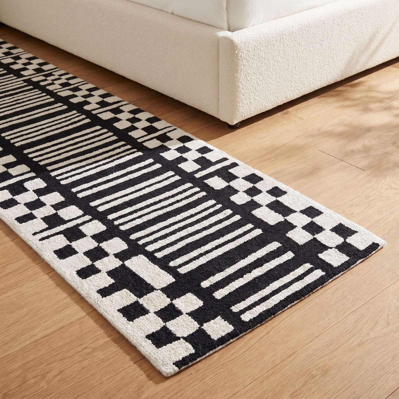 Hand-Tufted Geometric Wool Rug, Runner 2'3" x 8'