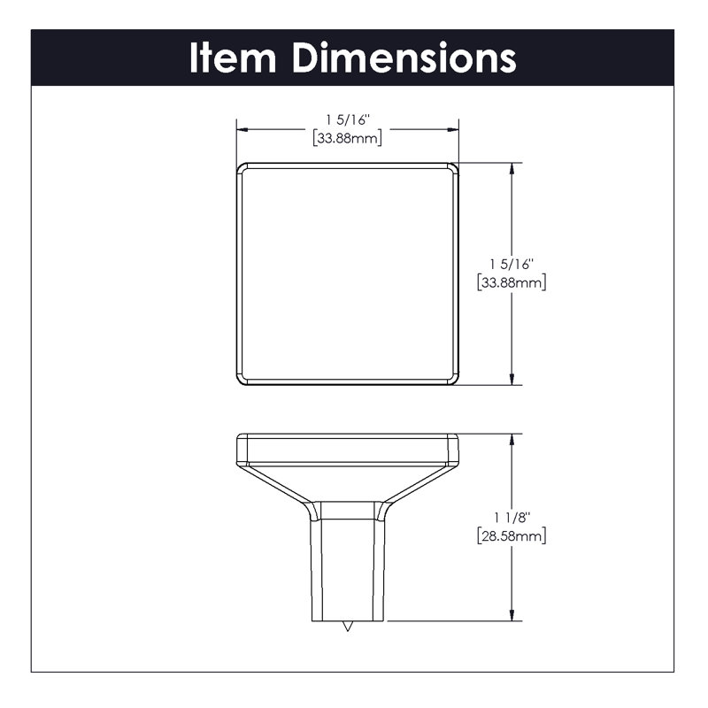 Emerge Square Knob, Chrome