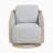 Gaillou 29" Modern & Contemporary Swivel Chair with Textured Fabric Upholstery, Light Oak Wood Trim, Smooth 360-Degree Swivel