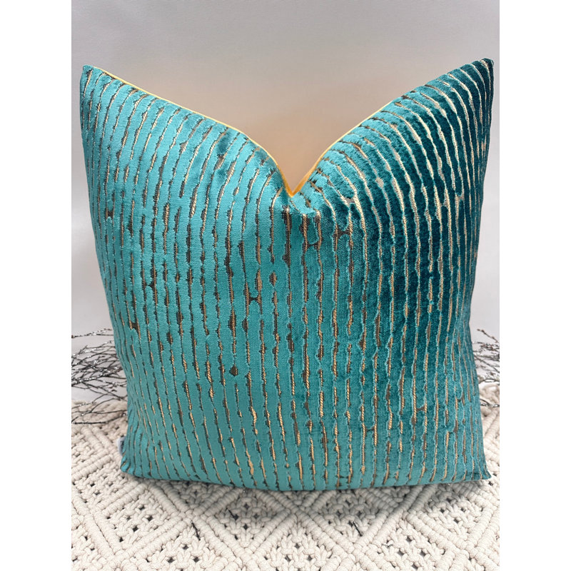 Abstract Silver Square Cushion Cover, Teal
