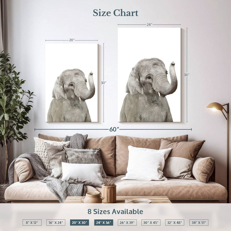 Brampt Adorable Baby Elephant, 36" H x 24" W
