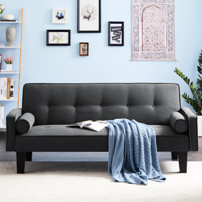 Salon en velours gris foncé - Lit convertible multifonctionnel avec coussins et coussins de confort, pour un look élégant