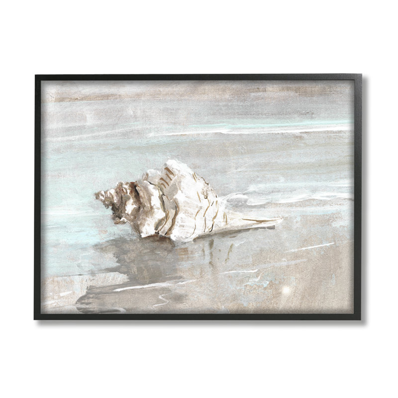 Conque reposant sur un endroit calme, H 20 po x l 20 po x P 1,5 po, Giclée encadrée noir minuit