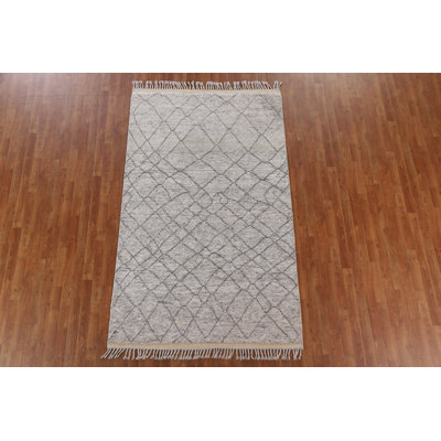 Tapis marocain en laine Trellis noué à la main 5 x 8