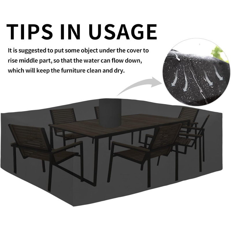 Black Heavy Duty Waterproof Patio Furniture Cover, 110"L x 84"W x 28"H
