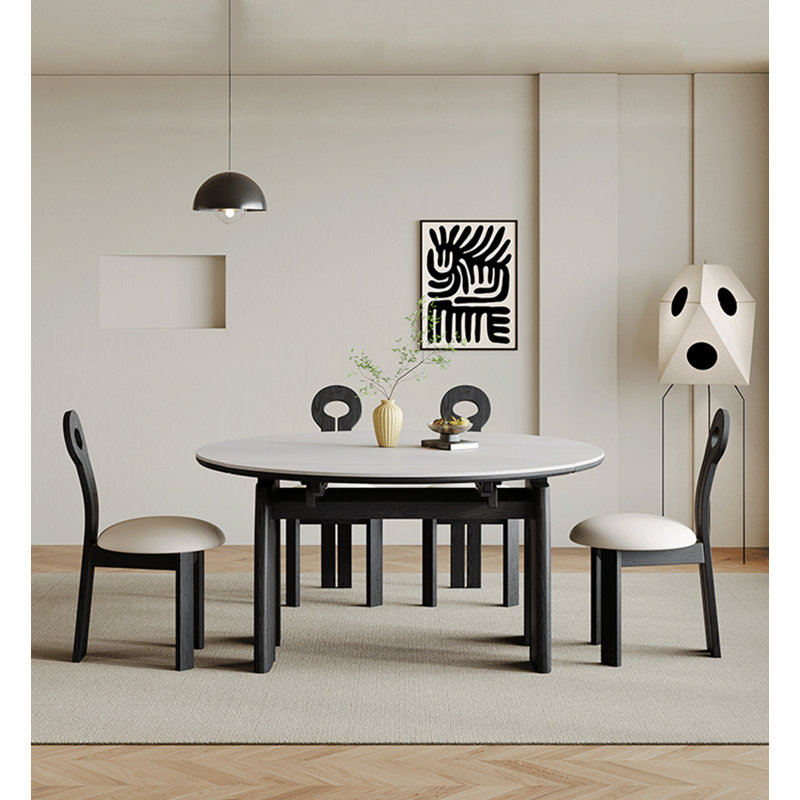 Table de salle à manger extensible moderne de style simple avec plateau en pierre frittée