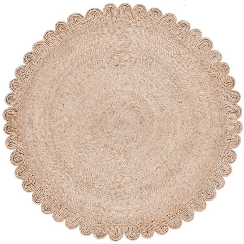 Alliemae Natural Fiber Flat Weave Jute Pile Rug, Round 3"