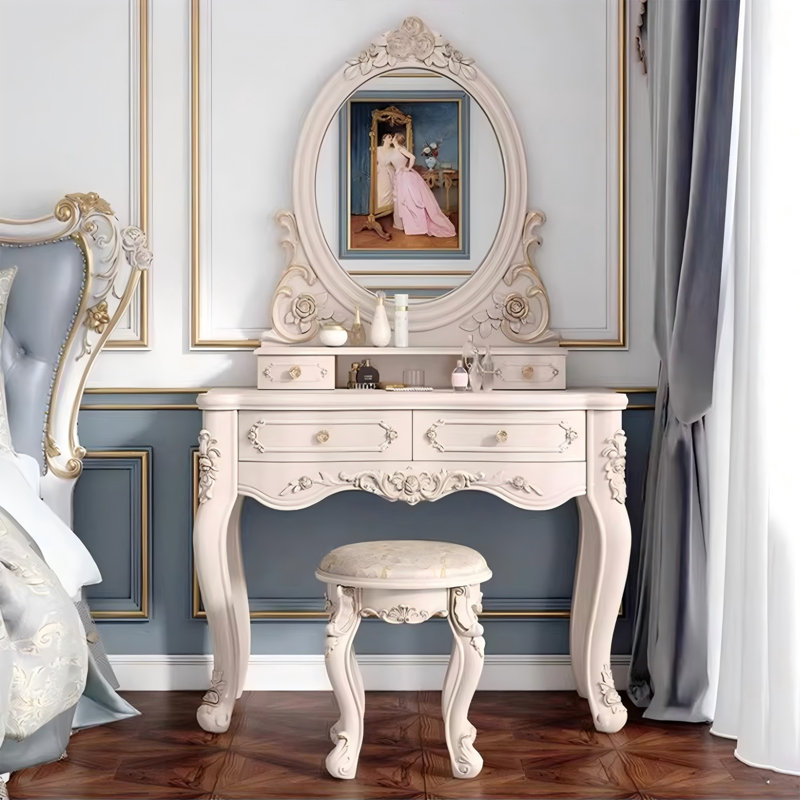 39.37"White Luxurious Vanity Set, 63.78" H x 39.37" W x 18.5" D
