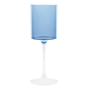 Chantha Two-Tone 9 Oz White with Clear Stem Plastic Wine Goblets