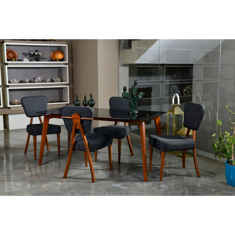 Ensemble repas pour quatre personnes, Noyer / anthracite