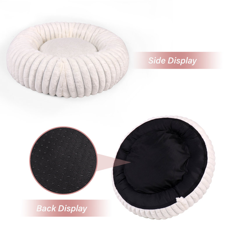 Lit pour chien Calming Donut, Blanc, Petit (H 7 po x l 24 po x P 24 po)