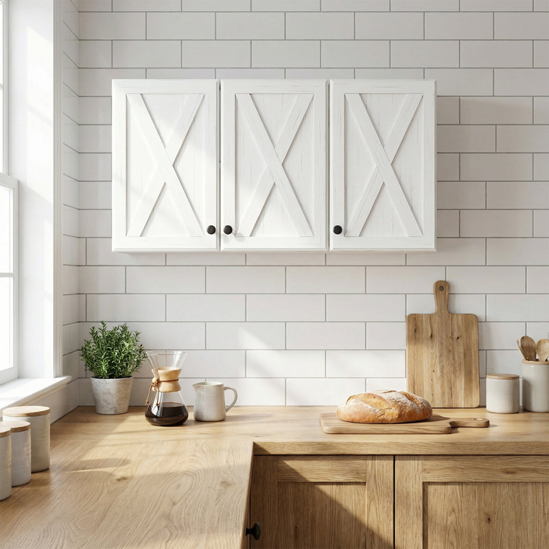 Armoire murale 35 po, 3 armoires murales avec 3 portes de grange