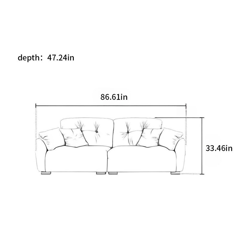 Ultra deep sitting wide movable back cloud sofa, 33.46" H x 86.61" W x 47.24" D