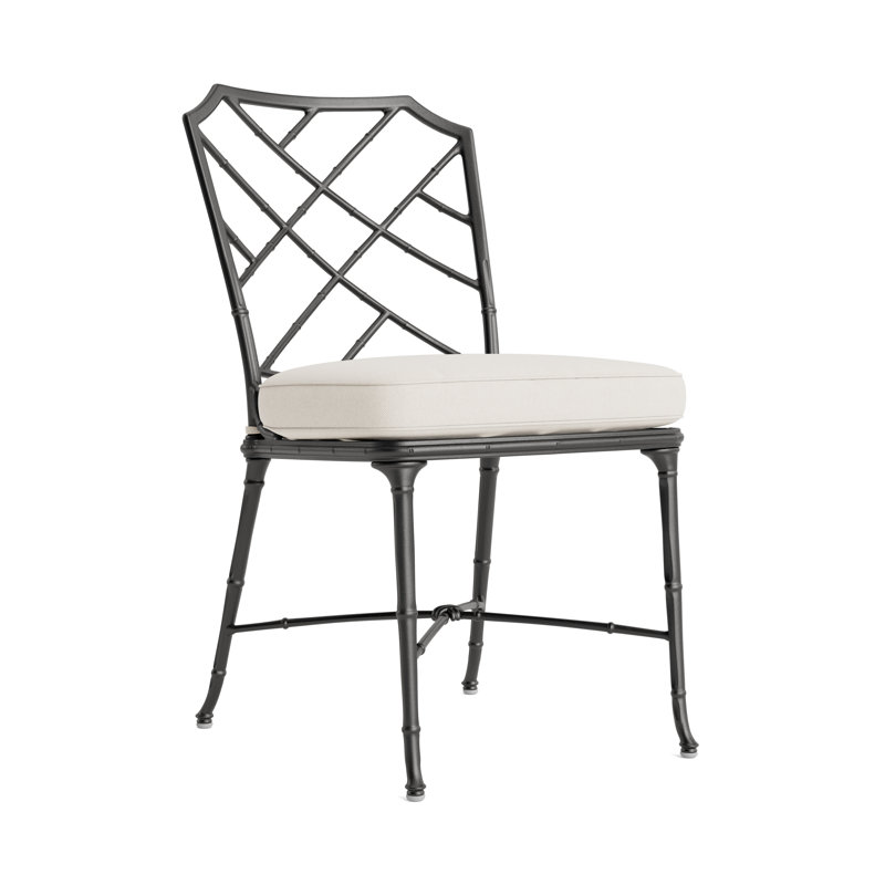 Calcutta Outdoor Dining Side Chair, Tan, Textured Pewter, Fusion Natural