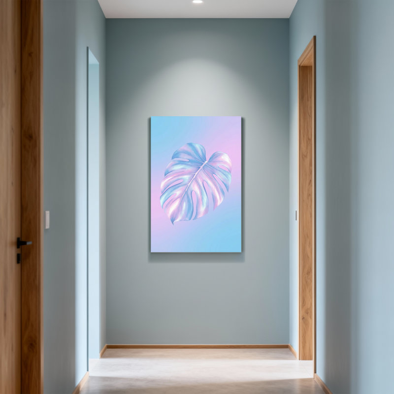 «Plants & Flowers Pastel Monstera Leaf Gradient», reproduction d'art, H 24 po x l 16 po