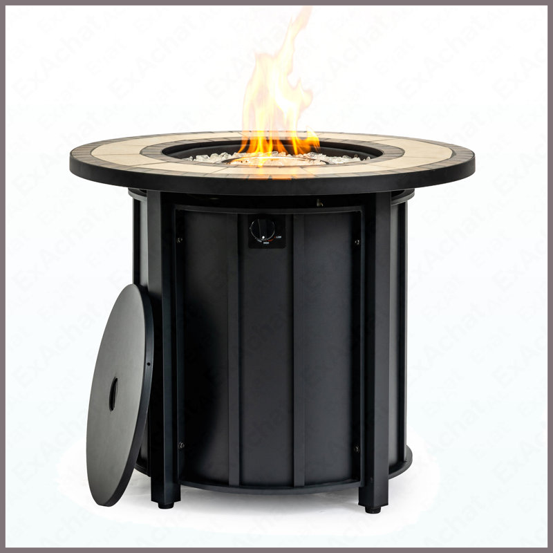 Table ronde de foyer d'extérieur au propane en acier 50000 BTU pour le jardin extérieur