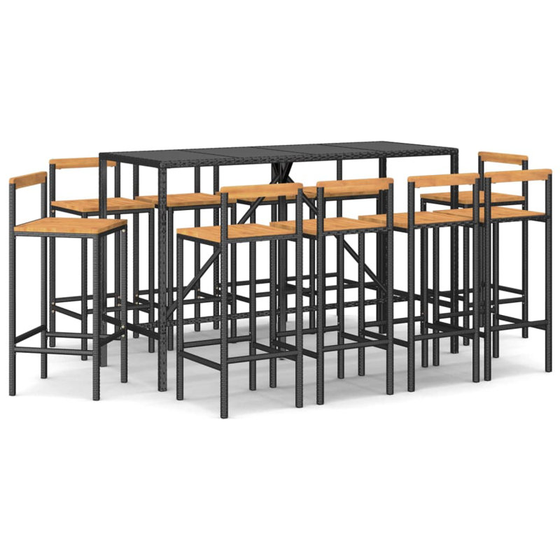 Darrica Bar Set with Stools, Black