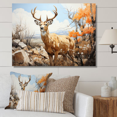 Barnaba " Graceful Antelope Pastoral " Mixed Media Print