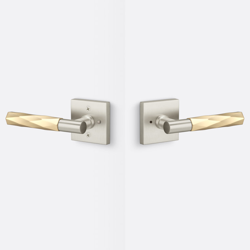 Rosette carrée Aspra, poignée Vertex, Nickel satiné / laiton satiné