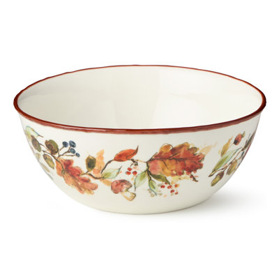 Autumn Meadows Deep Bowl - Une pièce maîtresse en grès de 10 pouces et de 100 onces, ornée de techniques botaniques de récolte, convenant à des exposés dramatiques et à de généreuses portions familiales.