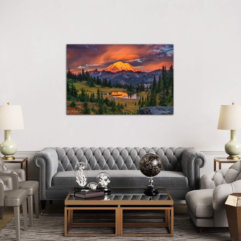 Usa, Washington State, Mt. Rainier National Park At Sunrise. by Jaynes Gallery - Wrapped Canvas Painting