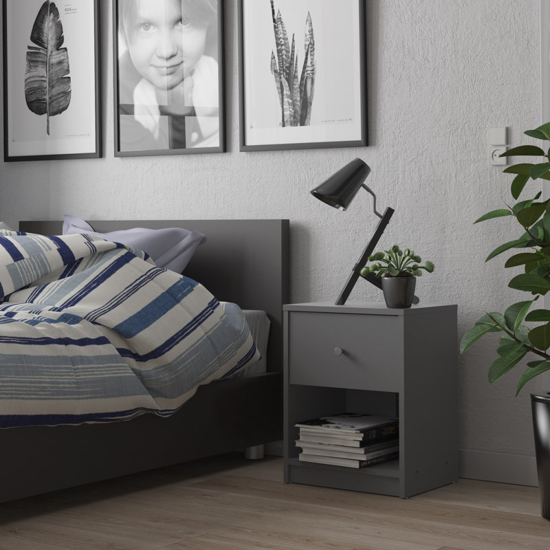 Clanton Small-Space 1 - Drawer Nightstand, Gray
