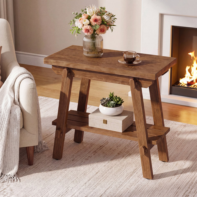 Ensemble de 2 tables de bout en bois massif de 23,6 po de largeur 23,6 po, 2