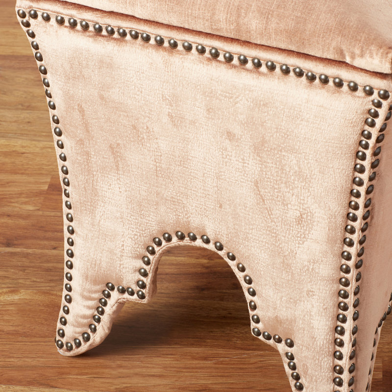 Upholstered Ottoman, Brass, Chartreuse