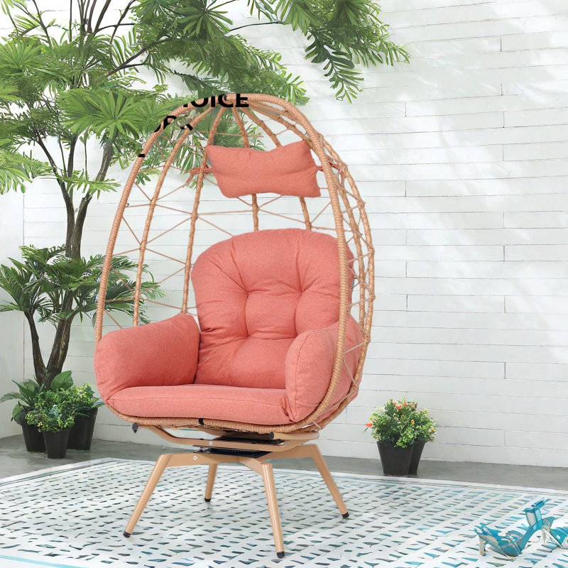 Swivel Patio Lounge Chairs, Pe Rattan Steel Egg Chair For Home Patio