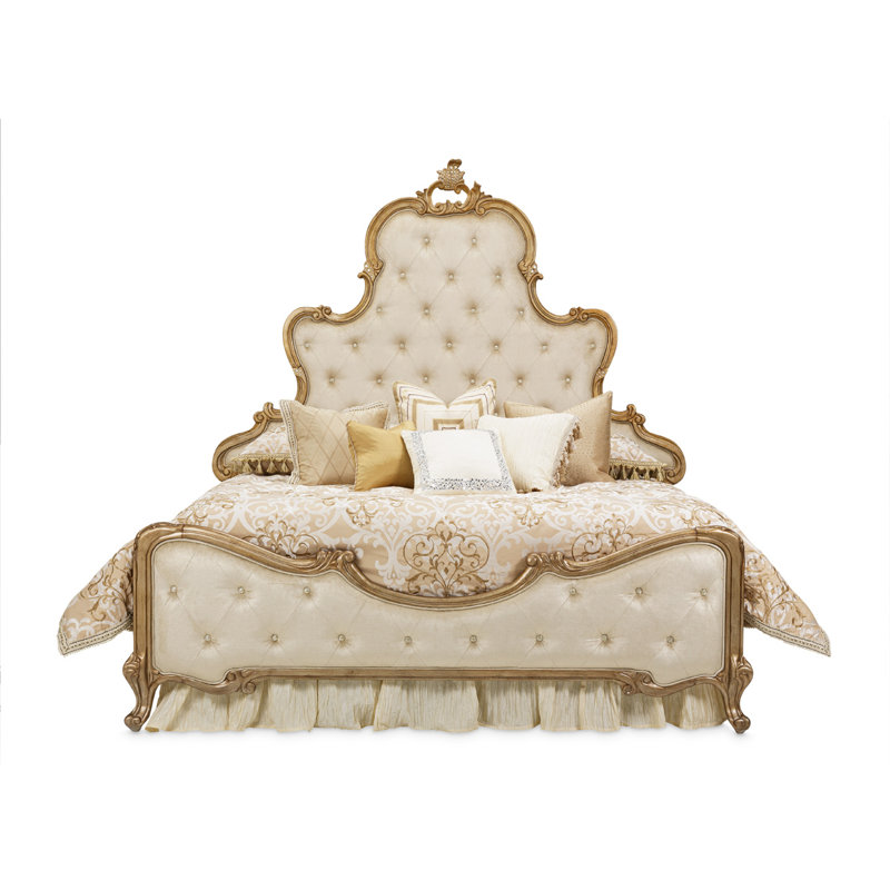 Platine de Royale King Velvet Panel Bed, King, Champagne