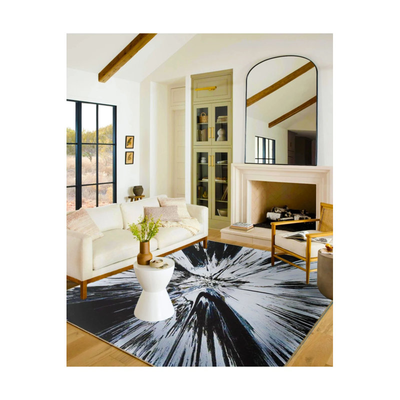 Black Poplar Themed Decorative Carpet And Washable Carpet, Runner 3'4" x 9'11"