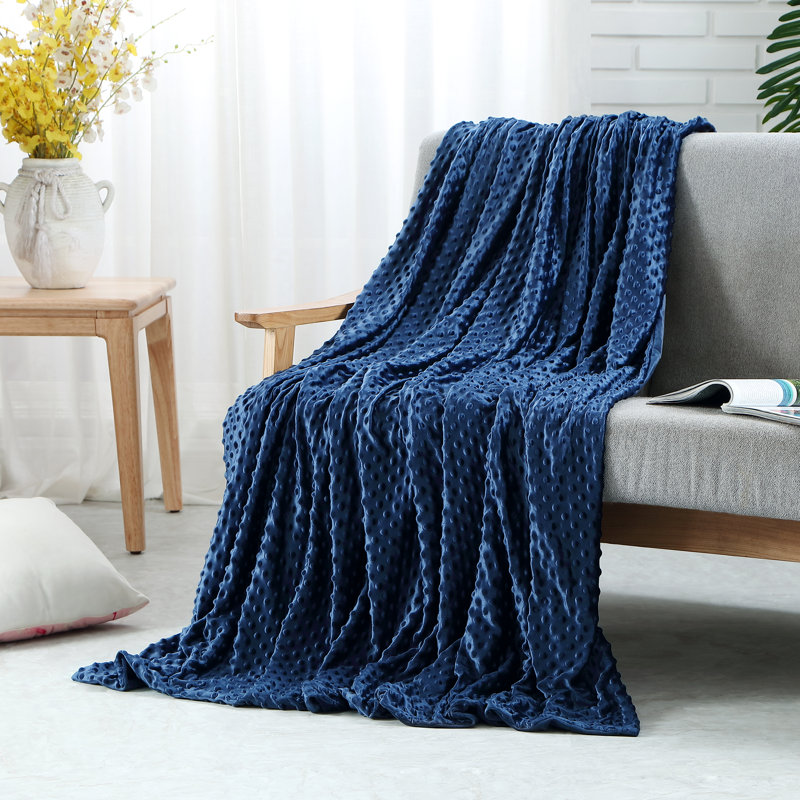 Couverture pondérée en velours pour chambre Binah, Bleu marine, 20 lb, l 72 po x L 80 po