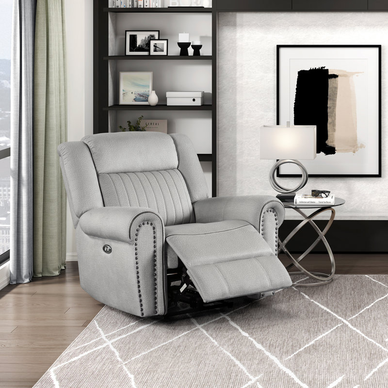 Fauteuil inclinable électrique en microfibre texturée 41 po Cappella, Électrique - Bouton-poussoir