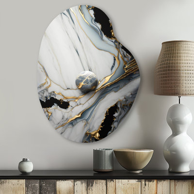 Borlon - Abstract Marble Pear Shape Assymterical Metal Wall Art