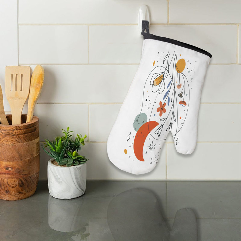 Linear Blossoms Oven Mitt Cotton Twill